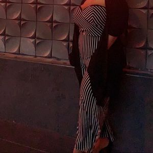 Black and white striped jumpsuit